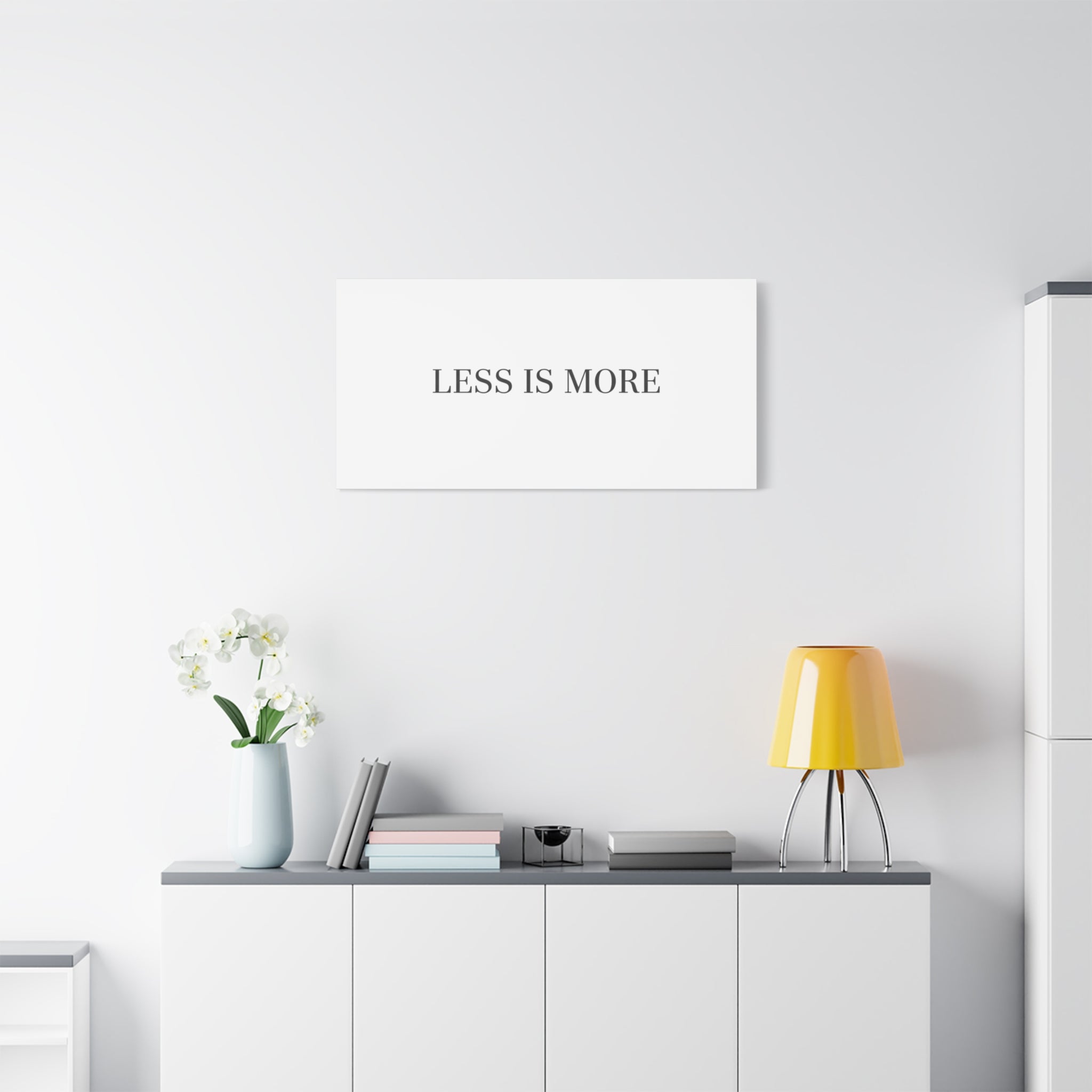 Less Is More Canvas | Minimal Quote Typography, Clean Serif Wall Art