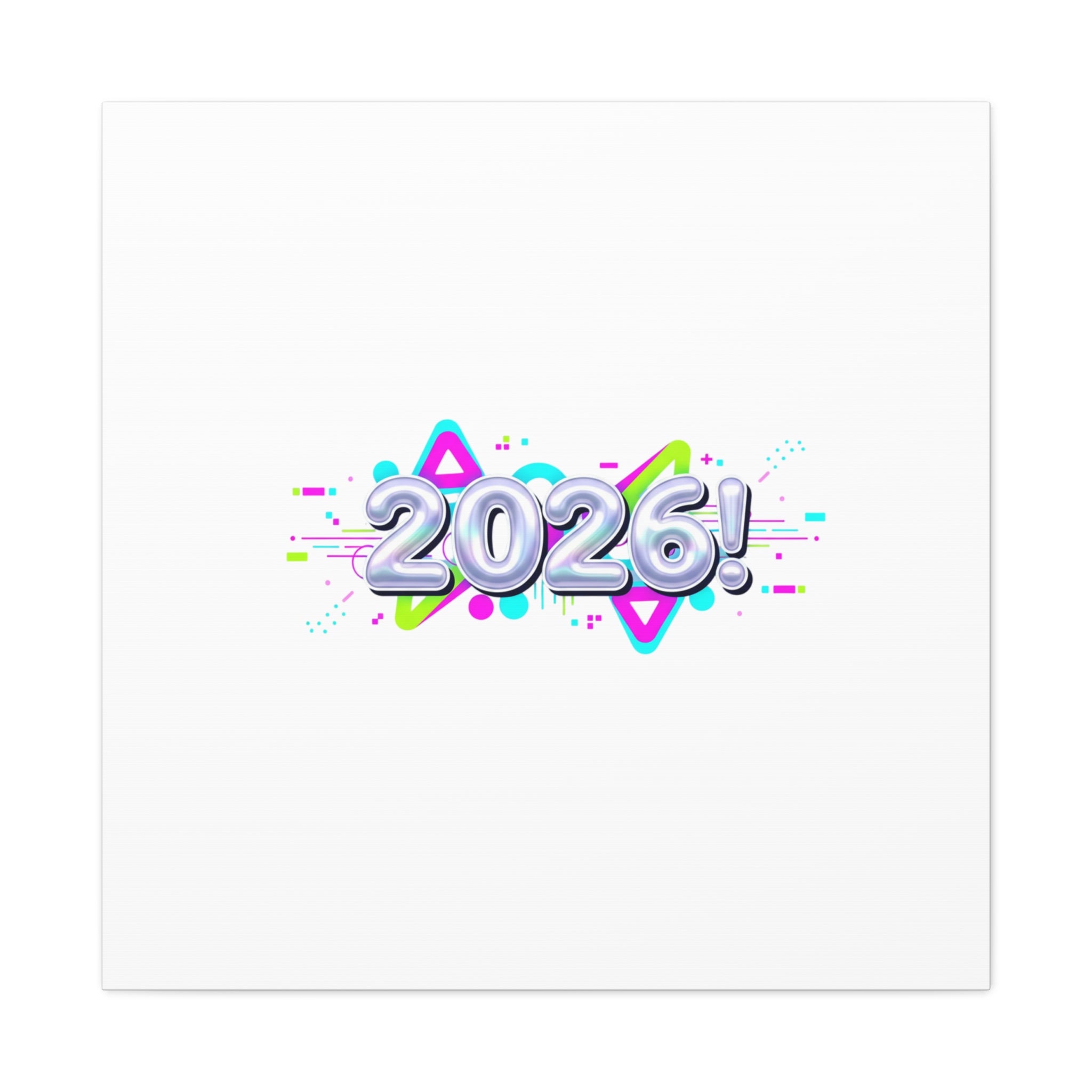 2026 Chrome Bubble Text Canvas | Y2K Cyber Holo, Retro Tech Print