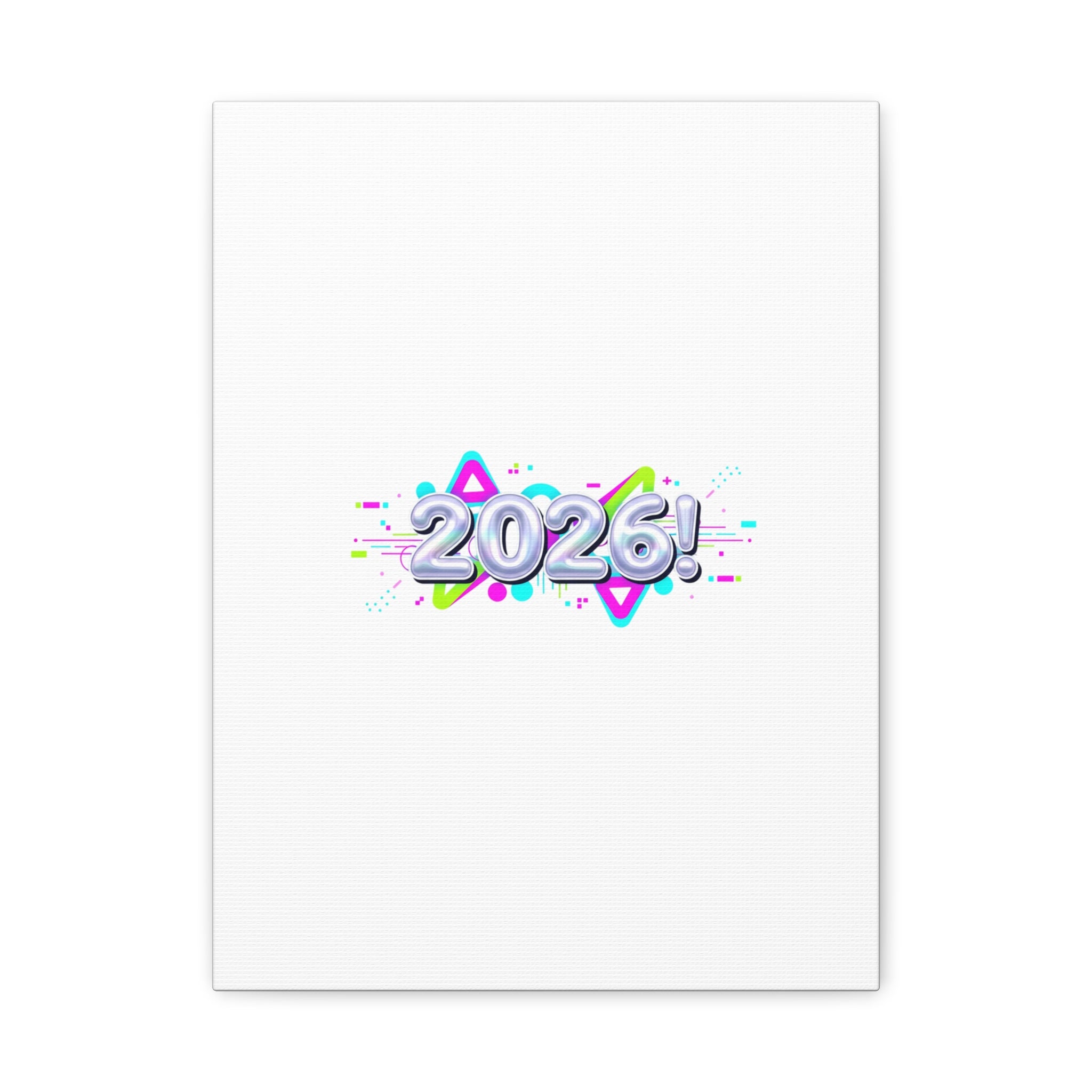 2026 Chrome Bubble Text Canvas | Y2K Cyber Holo, Retro Tech Print