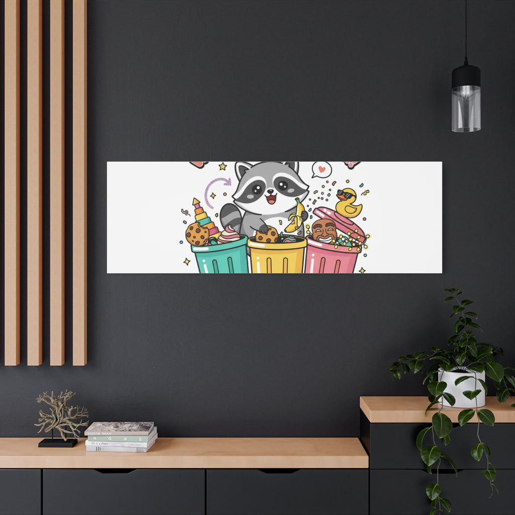 Trash Panda Holiday Canvas | Cute Raccoon Trash-Mas Art, Festive Meme Print