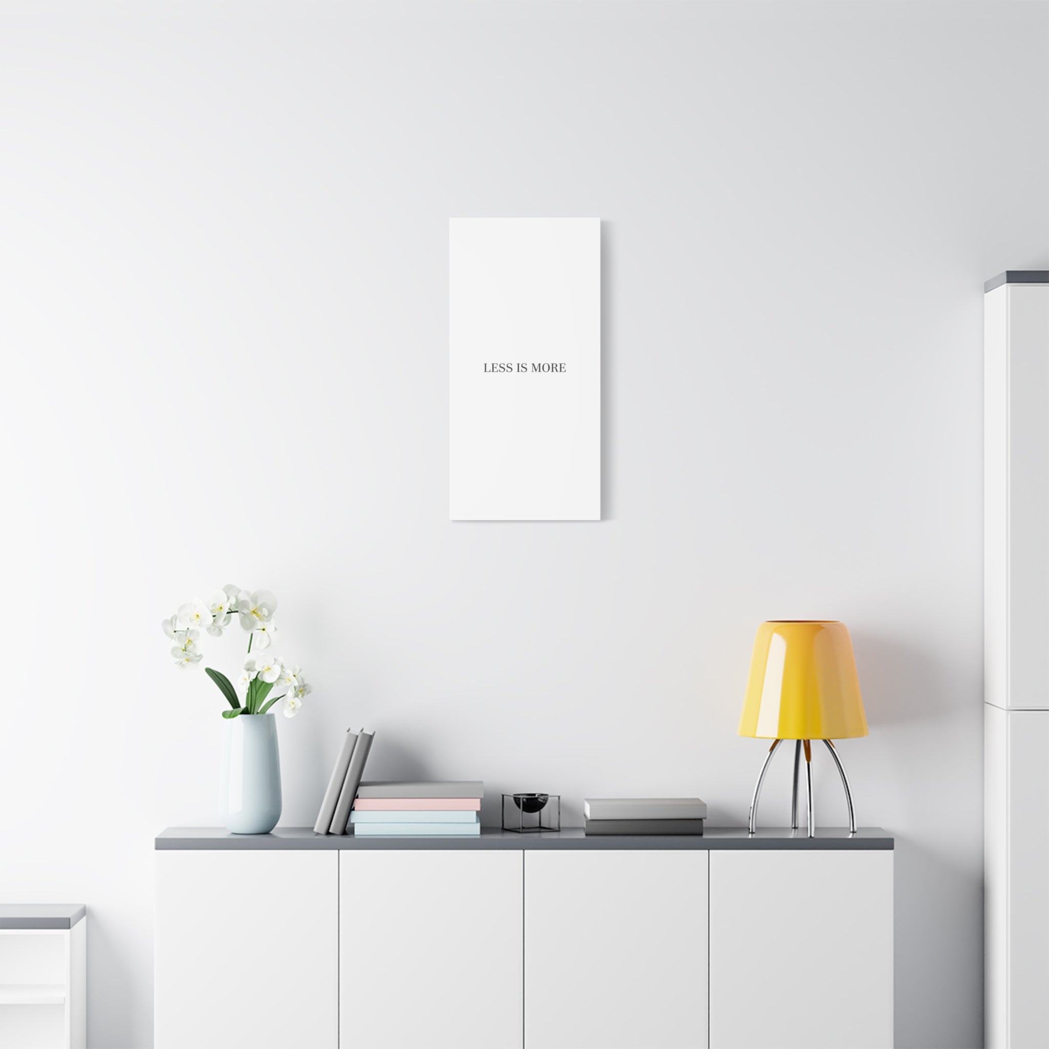 Less Is More Canvas | Minimal Quote Typography, Clean Serif Wall Art