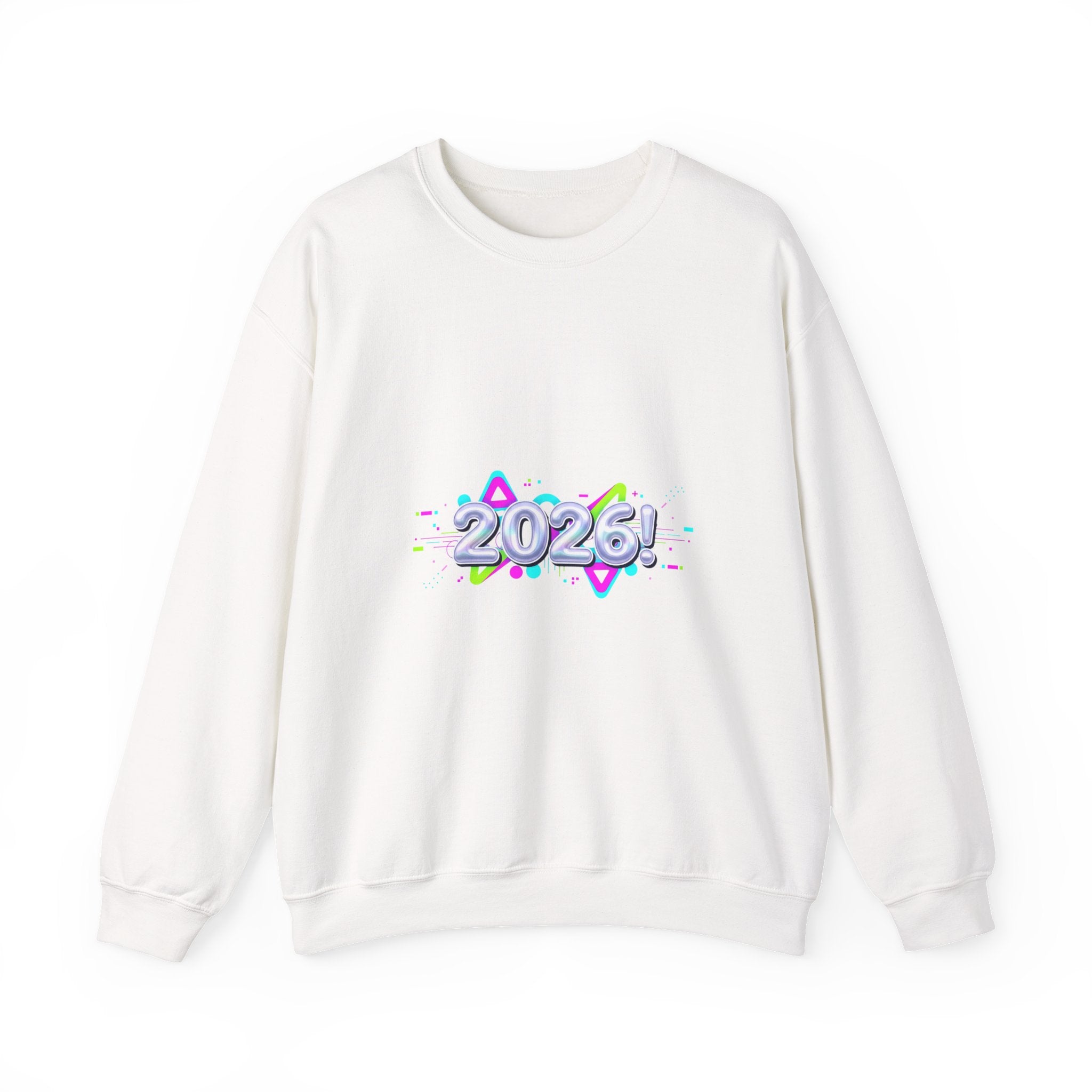 2026 Chrome Text Sweatshirt | Y2K Cyber Holo Aesthetic, Retro Tech Print
