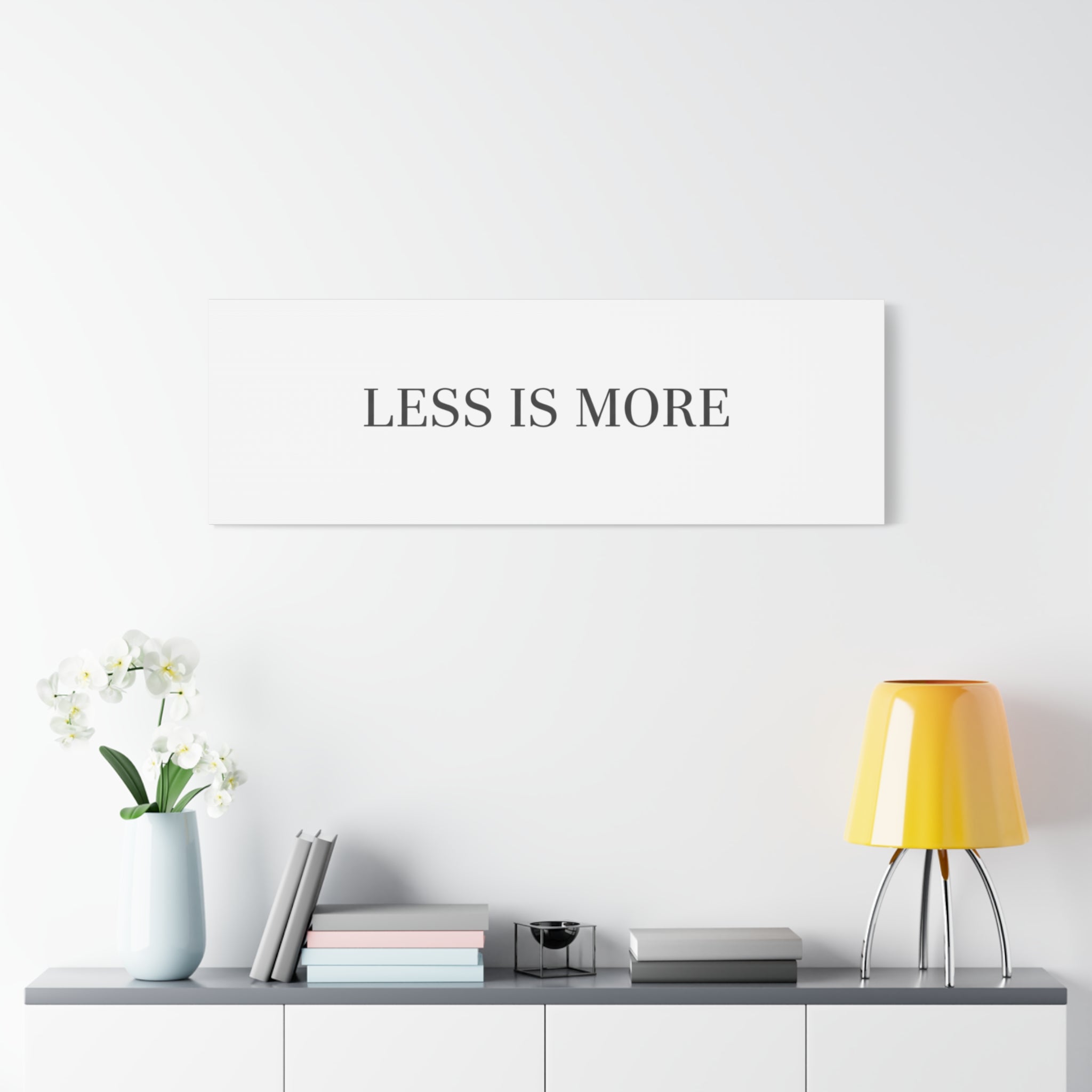 Less Is More Canvas | Minimal Quote Typography, Clean Serif Wall Art