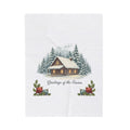 Vintage Christmas Postcard Cabin Blanket | retro holiday card design