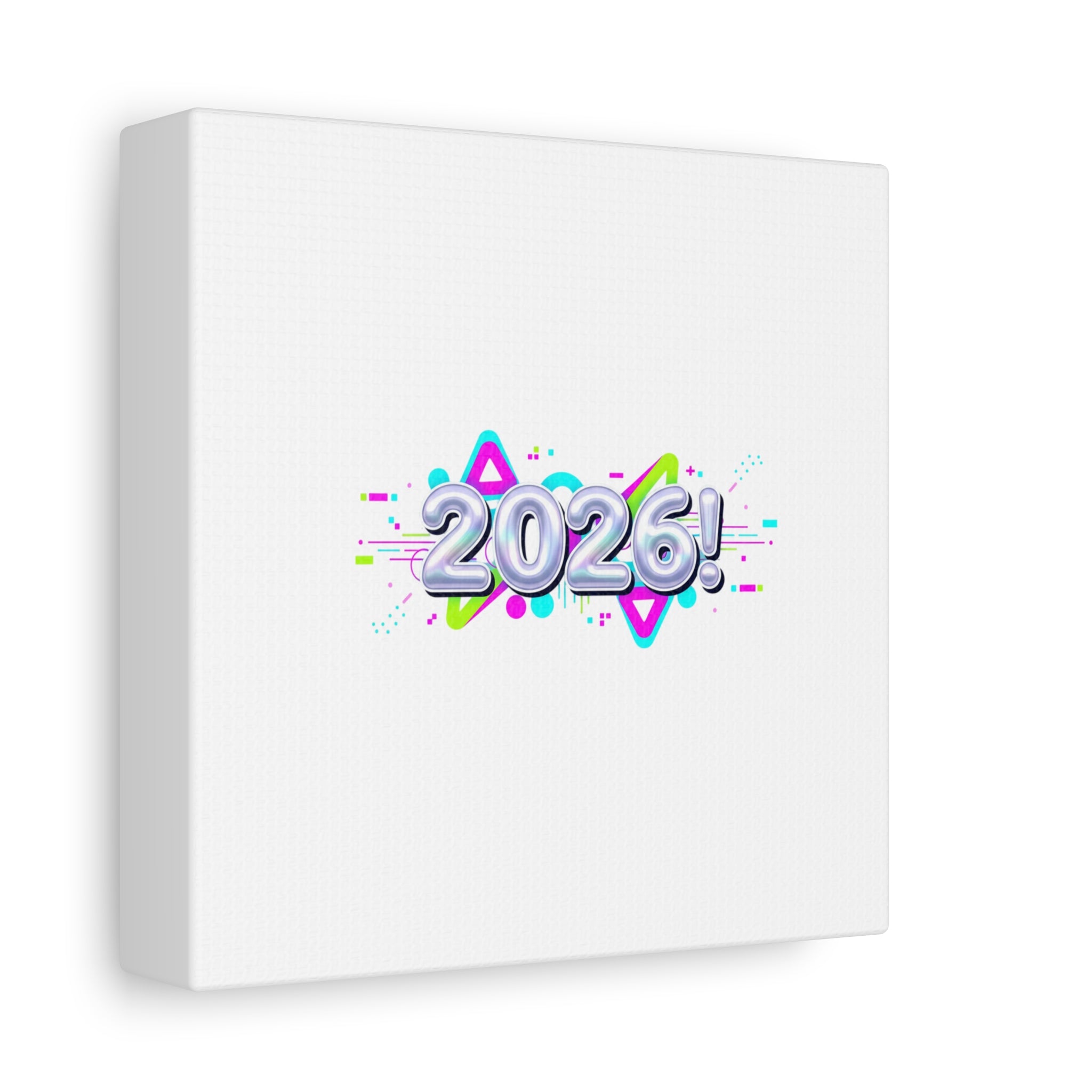 2026 Chrome Bubble Text Canvas | Y2K Cyber Holo, Retro Tech Print