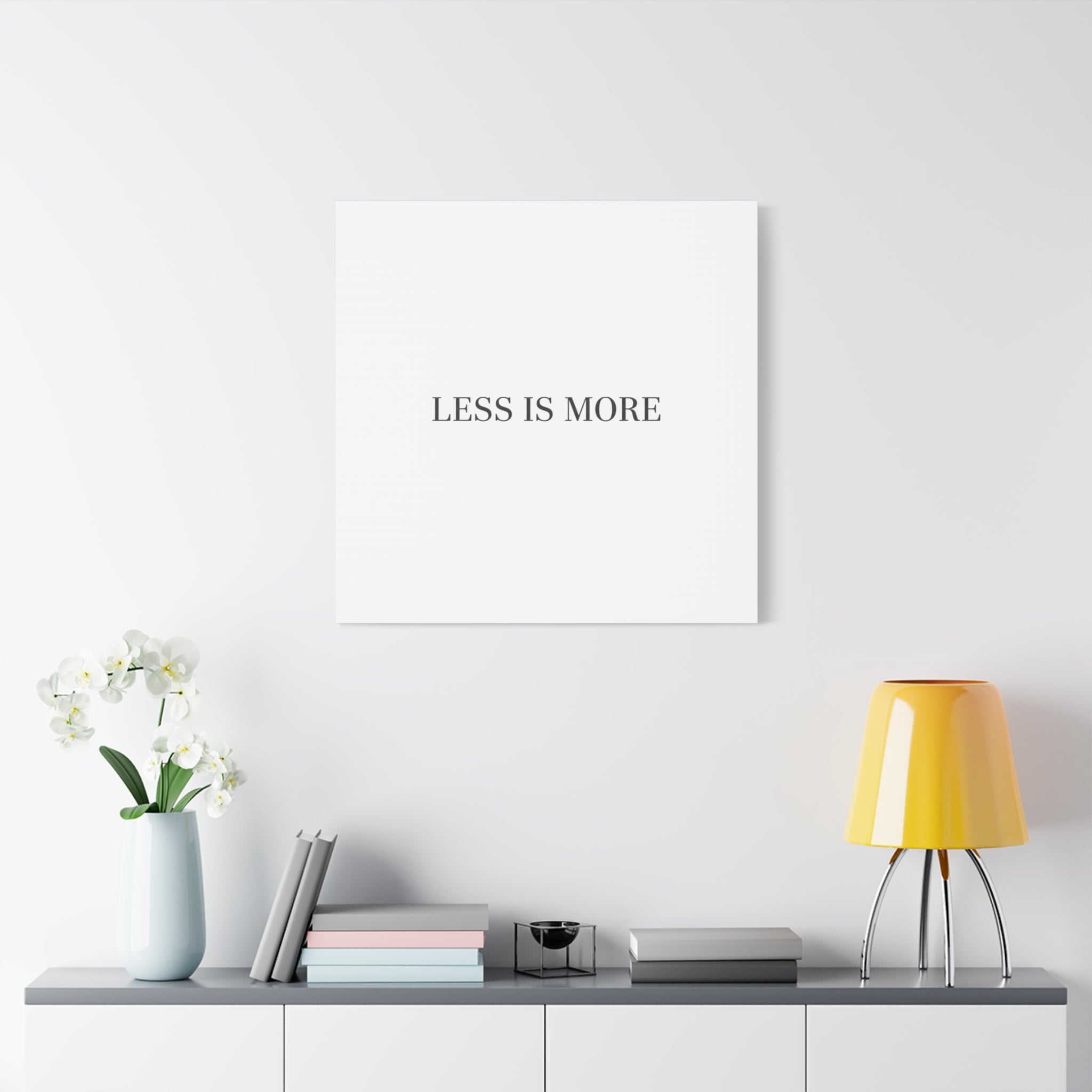 Less Is More Canvas | Minimal Quote Typography, Clean Serif Wall Art