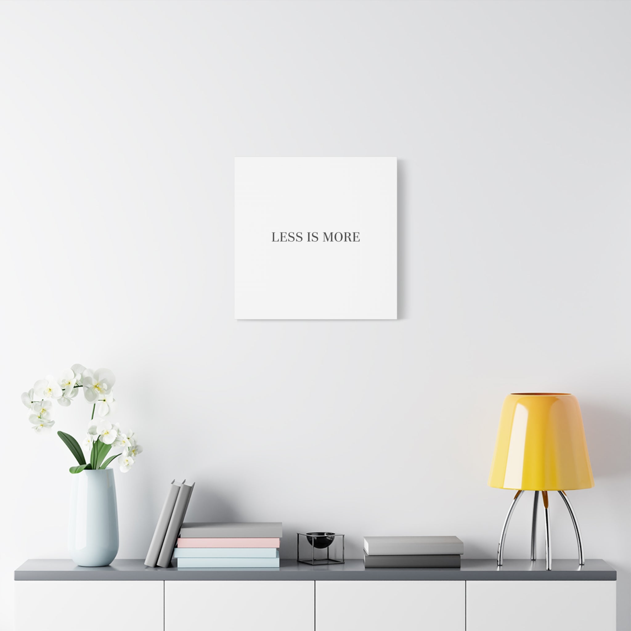 Less Is More Canvas | Minimal Quote Typography, Clean Serif Wall Art