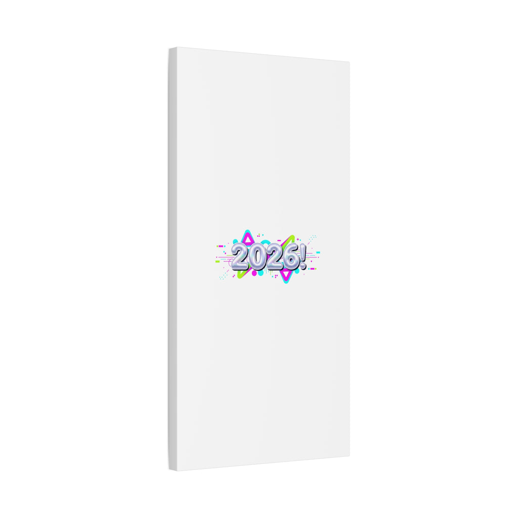 2026 Chrome Bubble Text Canvas | Y2K Cyber Holo, Retro Tech Print