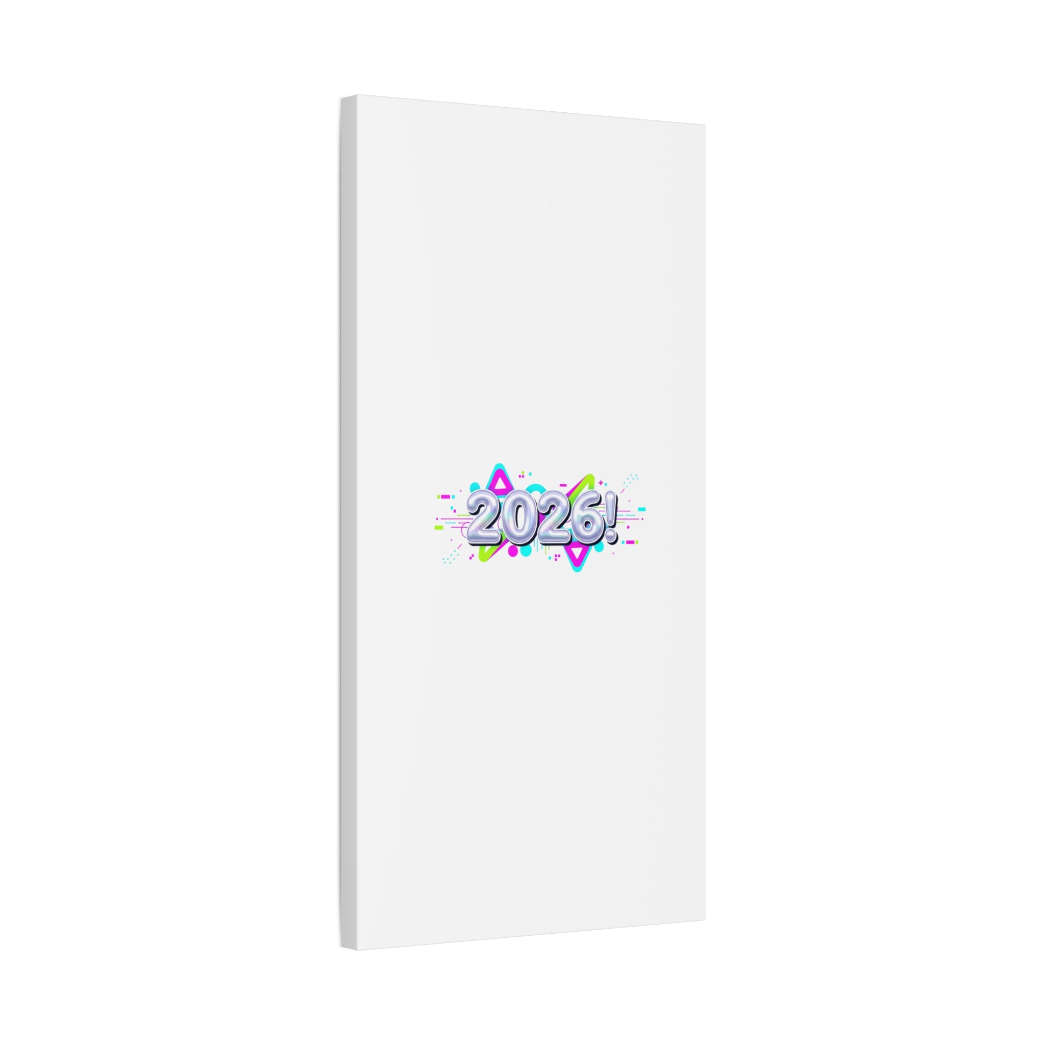 2026 Chrome Bubble Text Canvas | Y2K Cyber Holo, Retro Tech Print