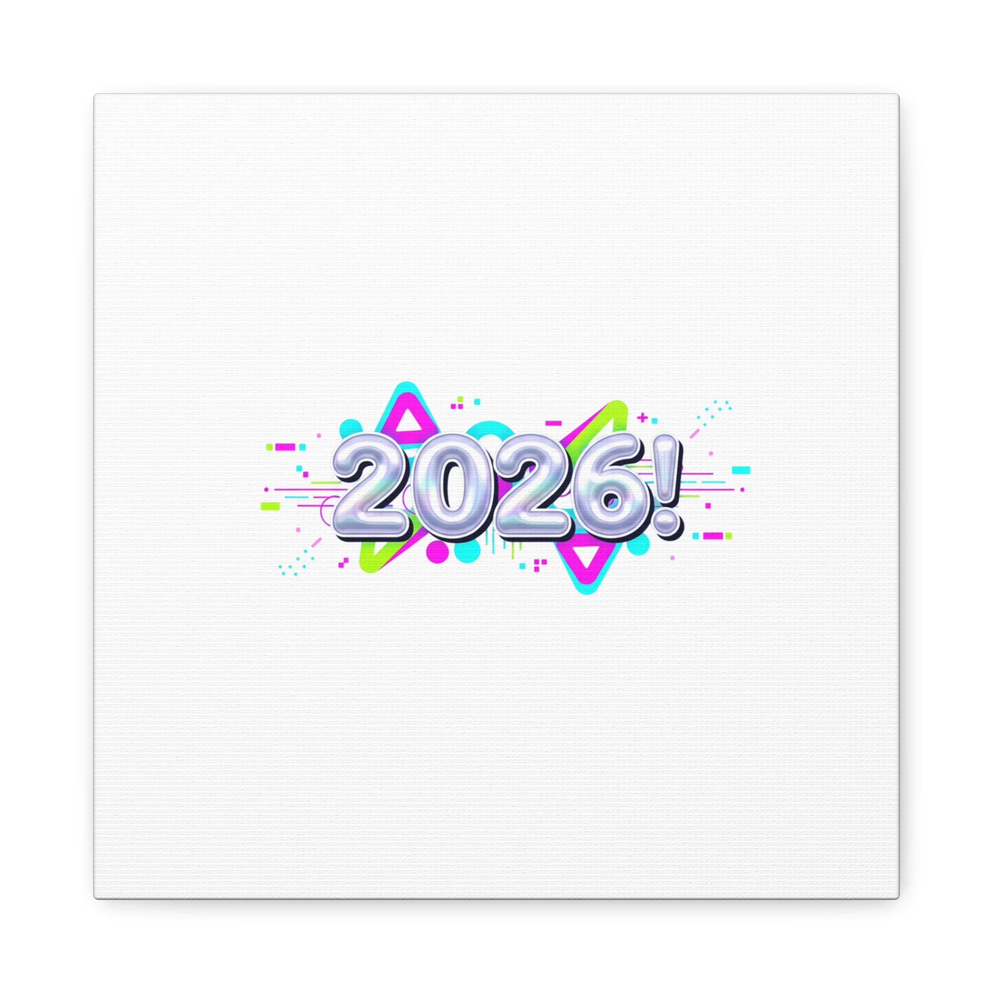 2026 Chrome Bubble Text Canvas | Y2K Cyber Holo, Retro Tech Print