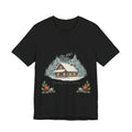 Vintage Christmas Postcard Cabin Tee | Retro Holiday Card Design