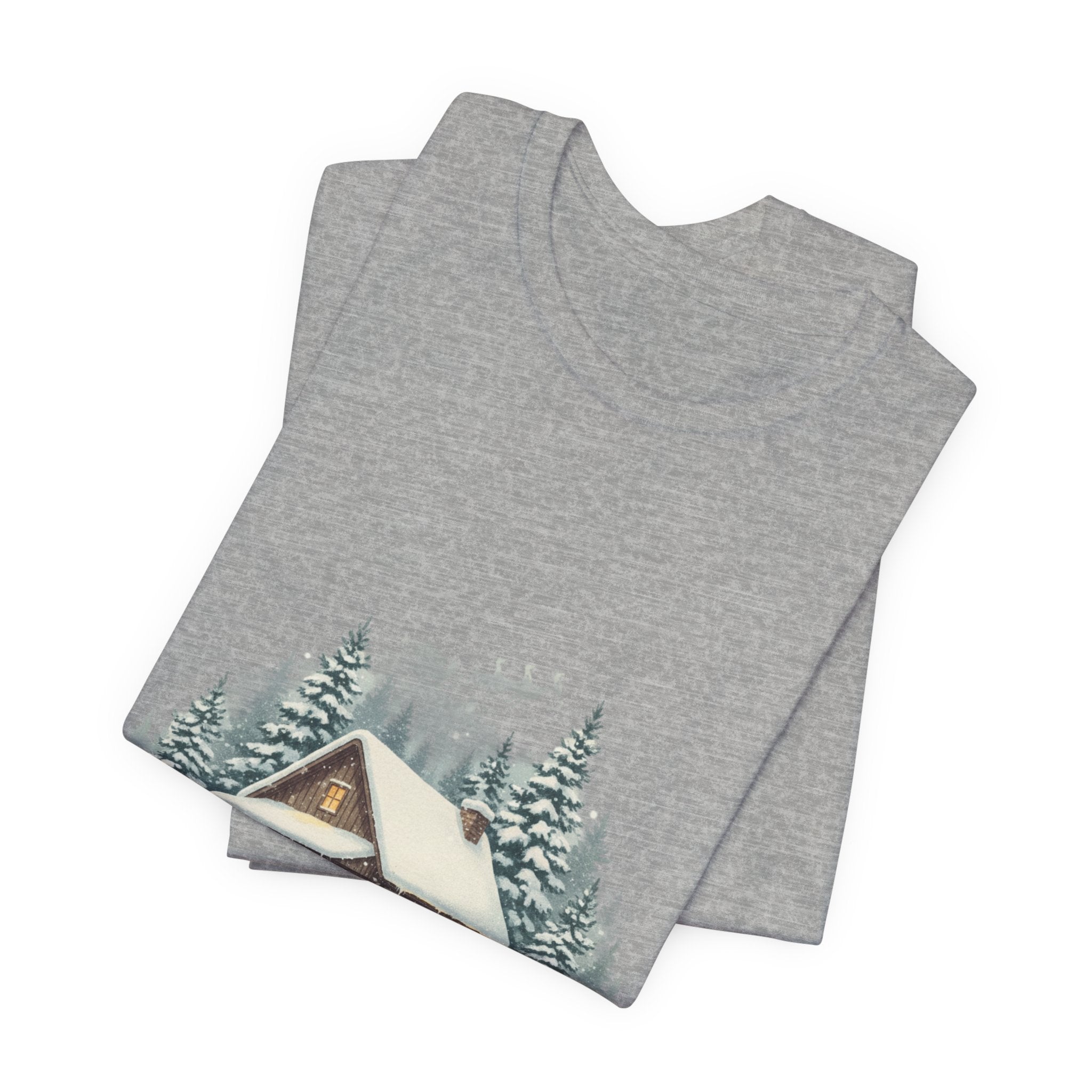 Vintage Christmas Postcard Cabin Tee | Retro Holiday Card Design