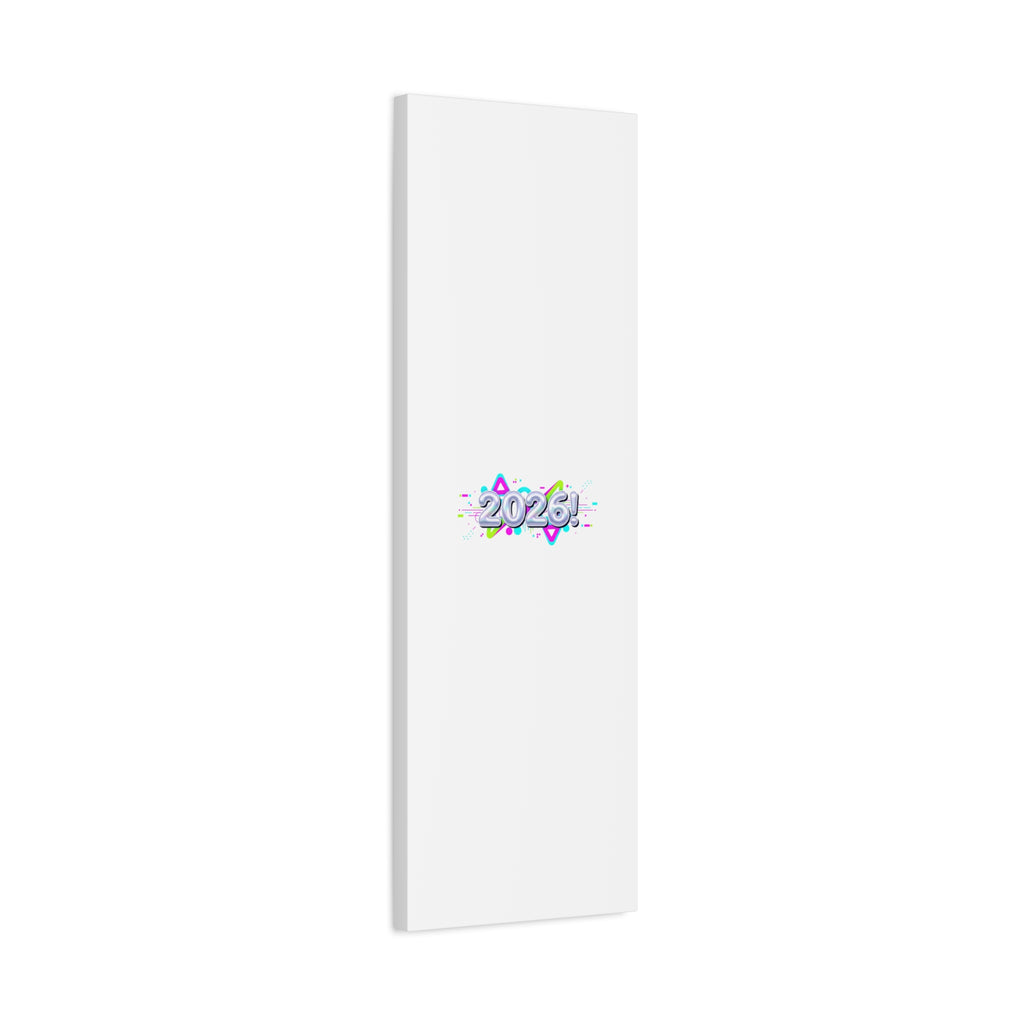 2026 Chrome Bubble Text Canvas | Y2K Cyber Holo, Retro Tech Print