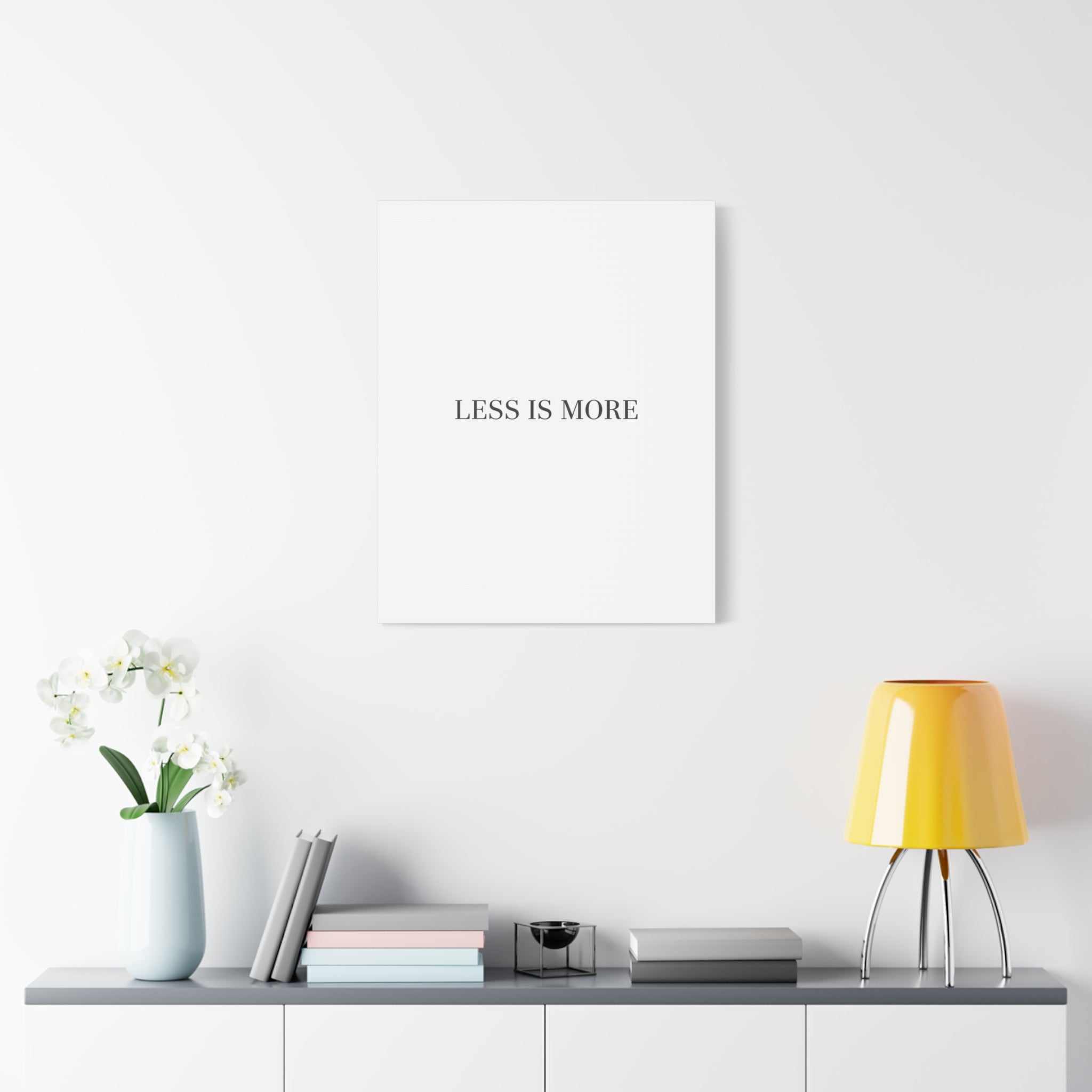 Less Is More Canvas | Minimal Quote Typography, Clean Serif Wall Art