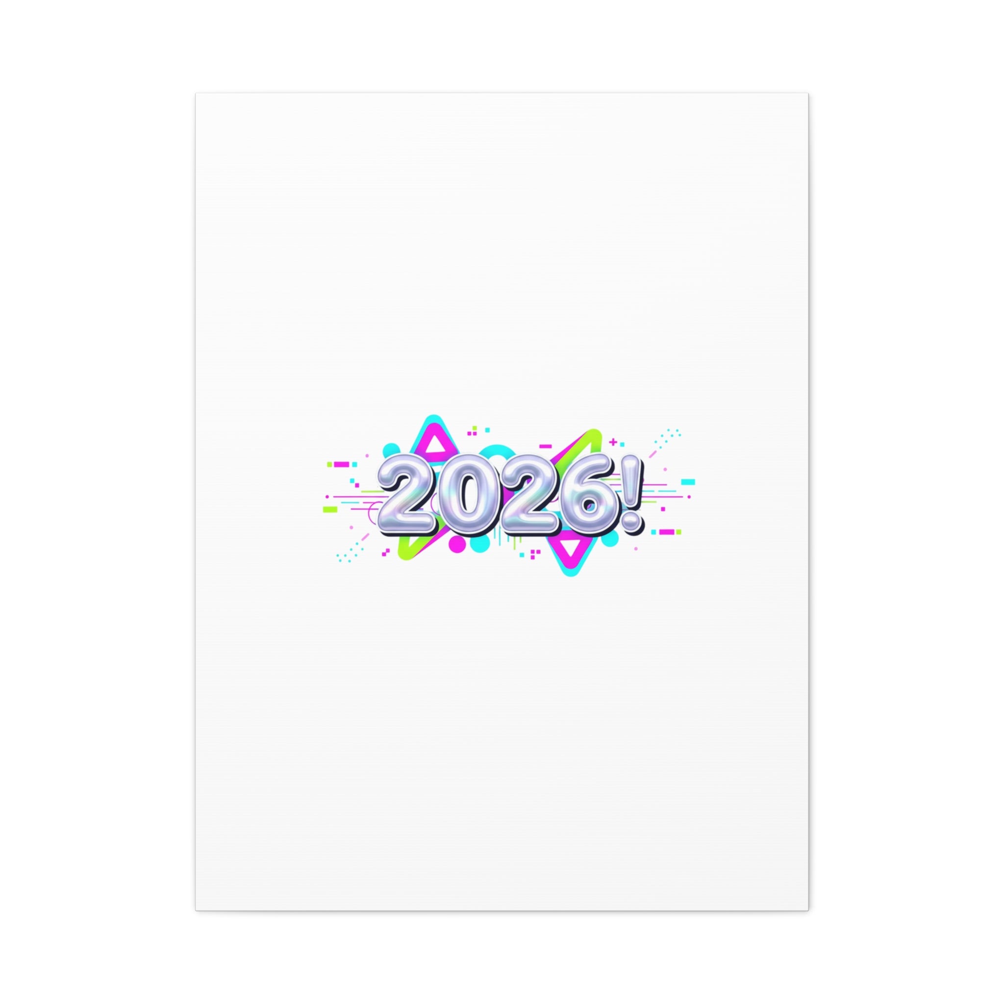 2026 Chrome Bubble Text Canvas | Y2K Cyber Holo, Retro Tech Print